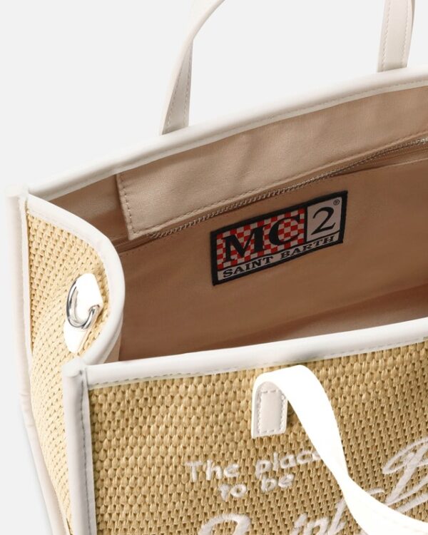 Borsa vivian media effetto rafia con logo ricaamato