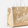 Borsa vivian media effetto rafia con logo ricaamato