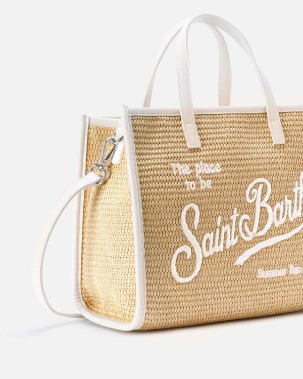 Borsa vivian media effetto rafia con logo ricaamato