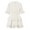 Vestito in cotone con pizzo e balze