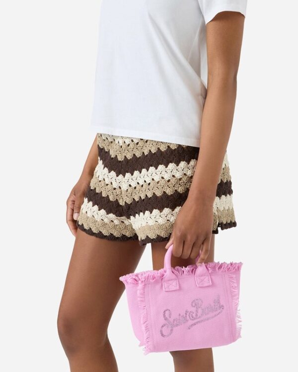 A4F639C8E3F15E2C307D45AE5BD6AED7_ Borsa vanity mini in canvas rosa con logo in strass
