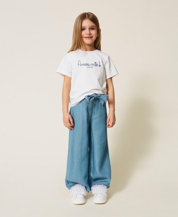Pantalone wide leg effetto denim