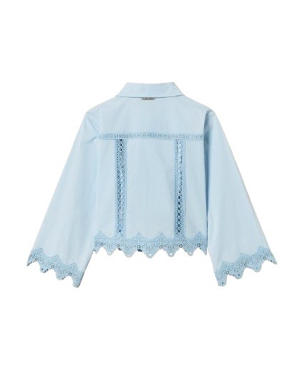 Camicia in popeline con entrodure di pizzo