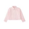 Camicia crop a righe con orsetto in pizzo sul retro