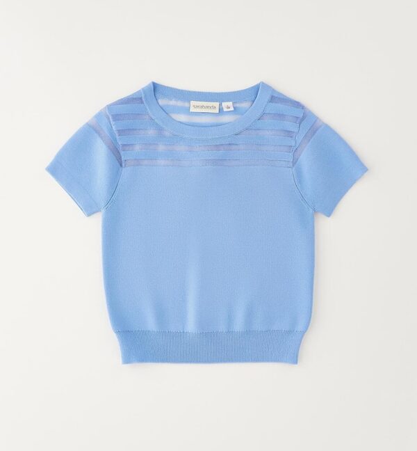 T-shirt mezza manica in maglia con trasparenze