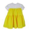 Vestito con fiori al collo e manica a palloncino