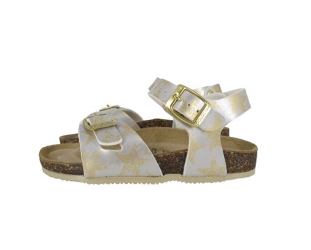 Sandalo in eco pelle con stelline e doppie fibbie