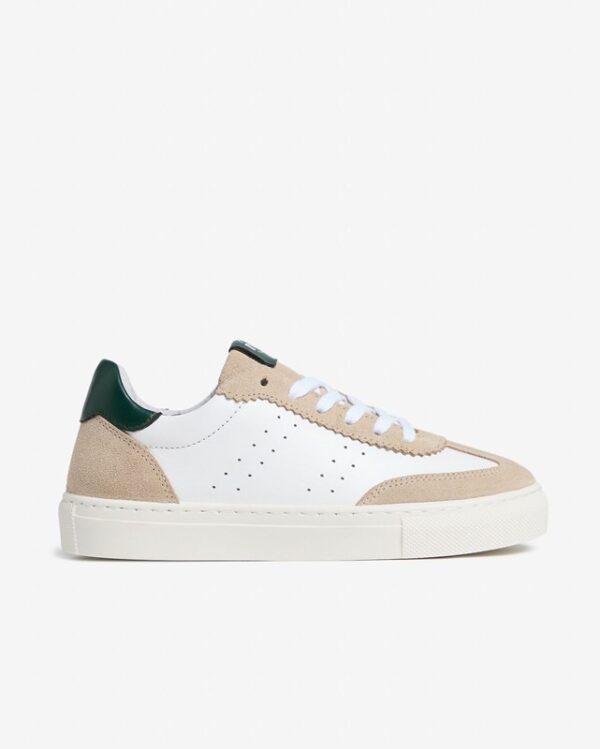 Sneaker in pelle e camoscio con lacci e zip