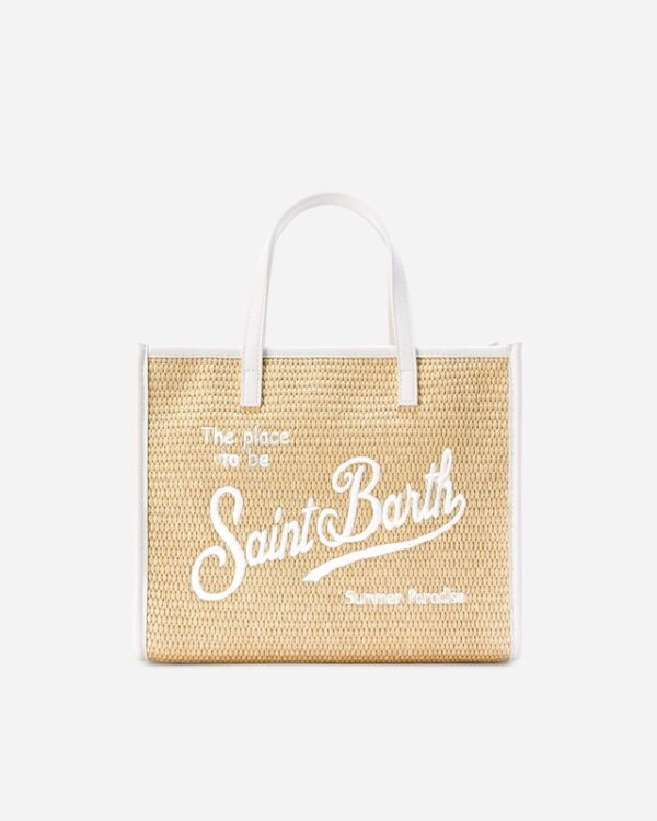 Borsa vivian media effetto rafia con logo ricaamato