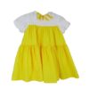 Vestito con fiori al collo e manica a palloncino