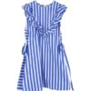 Vestito a righe con rouches e fiocchetti laterali