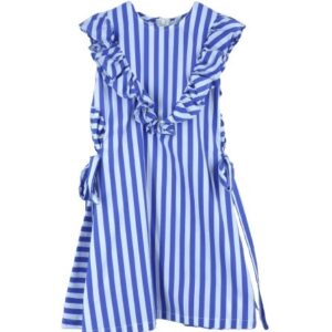 Vestito a righe con rouches e fiocchetti laterali