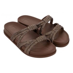 Sandalo con fasce in micro glitter