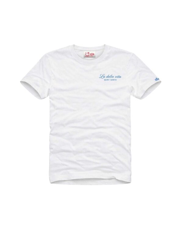 BB325122AF0467B070D355CD7B4920F5_ T-shrt mezza manica con stampa la dolce vita sul retro
