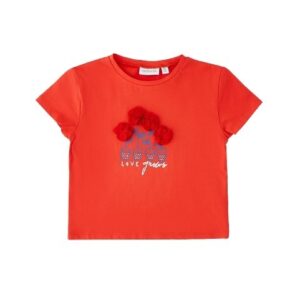T-shirt mezza manica con applicazione fiori