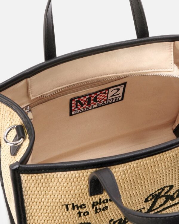 Borsa vivian media effetto rafia con logo ricaamato