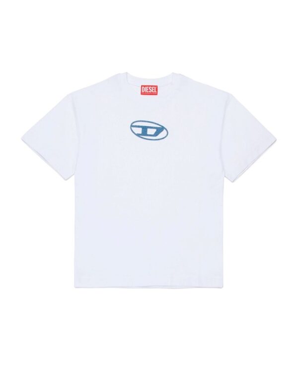 T-shirt mezza manica con logo denim