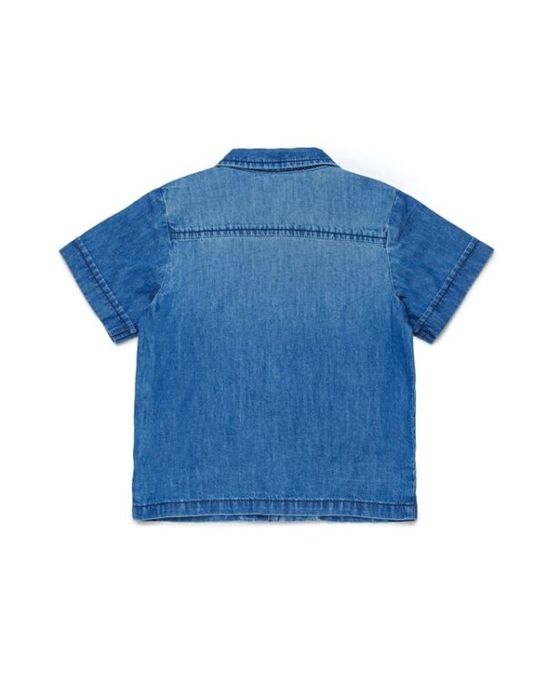 C245ED1942572350AD291E197298A6E1_ Camicia in denim manica corta con tasca e logo