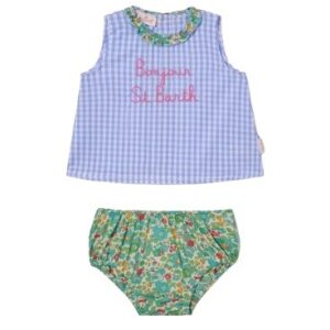 Completo canotta vichy con coulotte a fiori