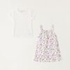 C83FDDE3B5788ABDC7F1C1621C725FFA_ Completo t-shirt a costine e vestito fantasia floreale