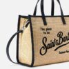 Borsa vivian media effetto rafia con logo ricaamato