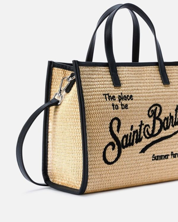 Borsa vivian media effetto rafia con logo ricaamato
