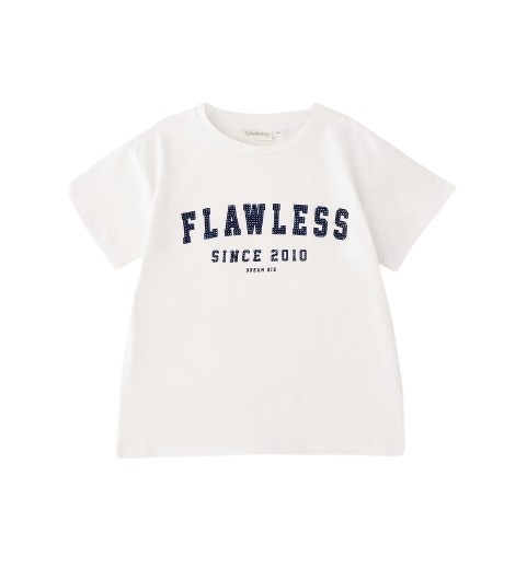 T-shirt mezza manica con stampa in strass