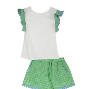 Completo t-shirt maniche alette vichy e short