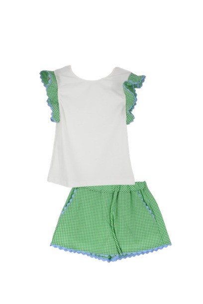 Completo t-shirt maniche alette vichy e short