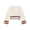 Maglia girocollo a zig-zag con frange