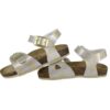 Sandalo in eco pelle con stelline e doppie fibbie