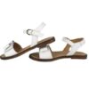 Sandalo in pelle con fiocco fibbia e velcro