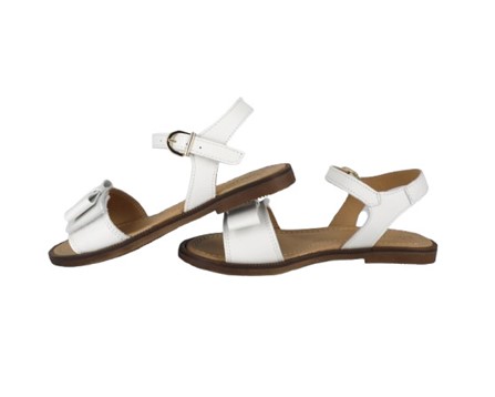 Sandalo in pelle con fiocco fibbia e velcro