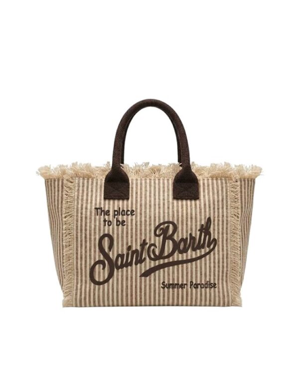 Borsa colette in canvas di cotone a righe