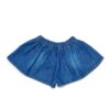 Short in denim con logo stampato laminato