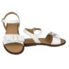 Sandalo in pelle con fiocco fibbia e velcro