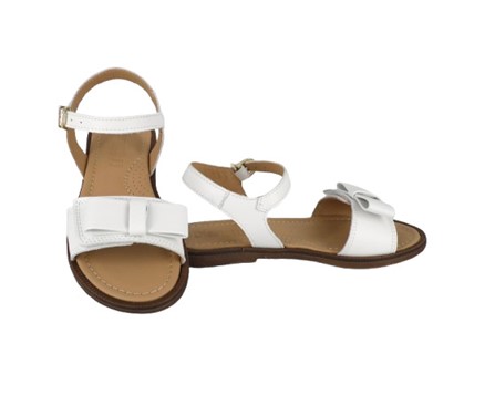 Sandalo in pelle con fiocco fibbia e velcro