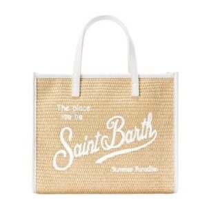Borsa vivian media effetto rafia con logo ricaamato