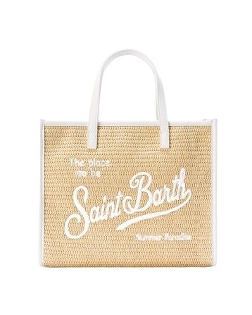 Borsa vivian media effetto rafia con logo ricaamato