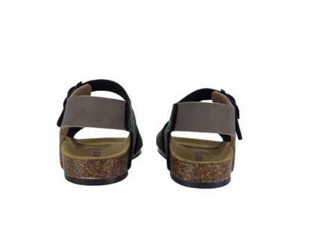 Sandalo in eco pelle bicoolore con doppia fibbia