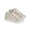 Sneaker primo passo laminata con pailettes lacci e zip