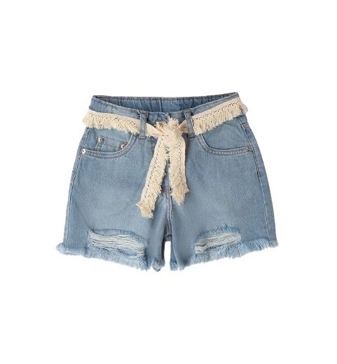 Short con rotture e cintura sfrangiata