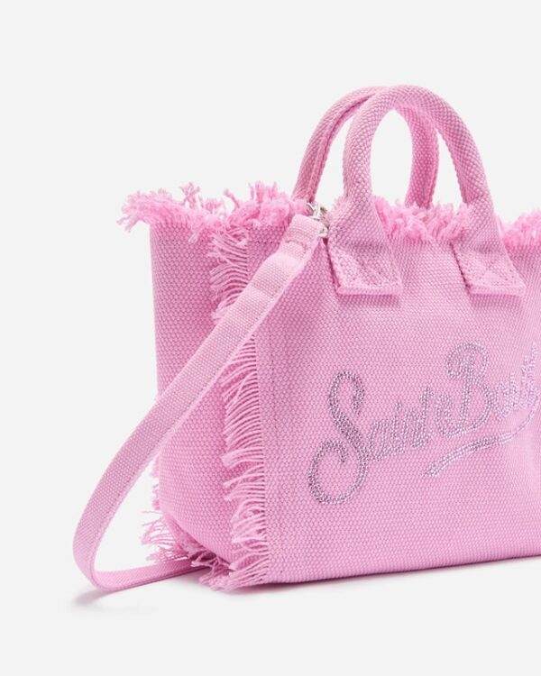 DCCC5C2B3E0C5689191C8F17A684E6E8_ Borsa vanity mini in canvas rosa con logo in strass