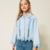 Camicia in popeline con entrodure di pizzo