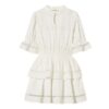 Vestito in cotone con pizzo e balze