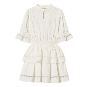Vestito in cotone con pizzo e balze