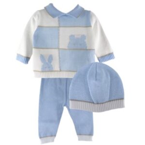 Completo con orsetto e coniglietto con cappellino