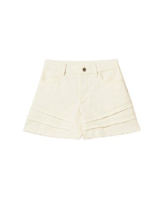 Shorts con micro balze sfrangiate al fondo