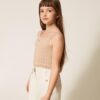 Top cropped in maglia a costine