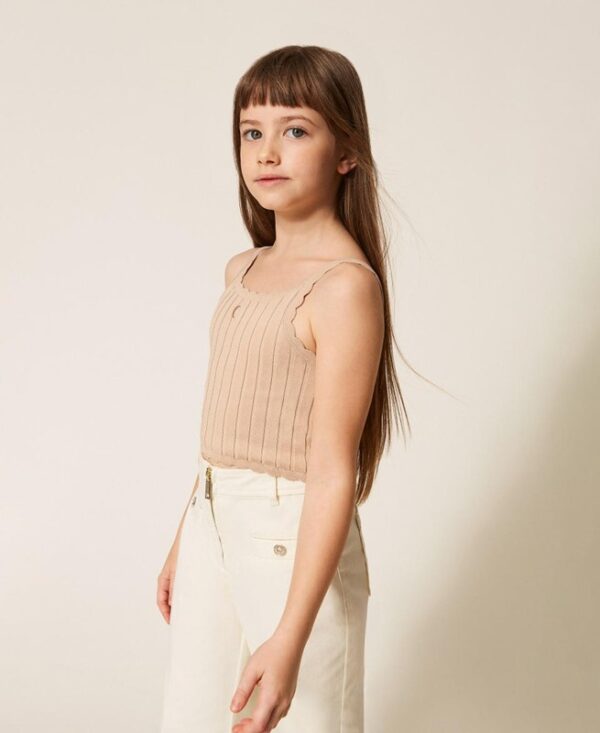 Top cropped in maglia a costine